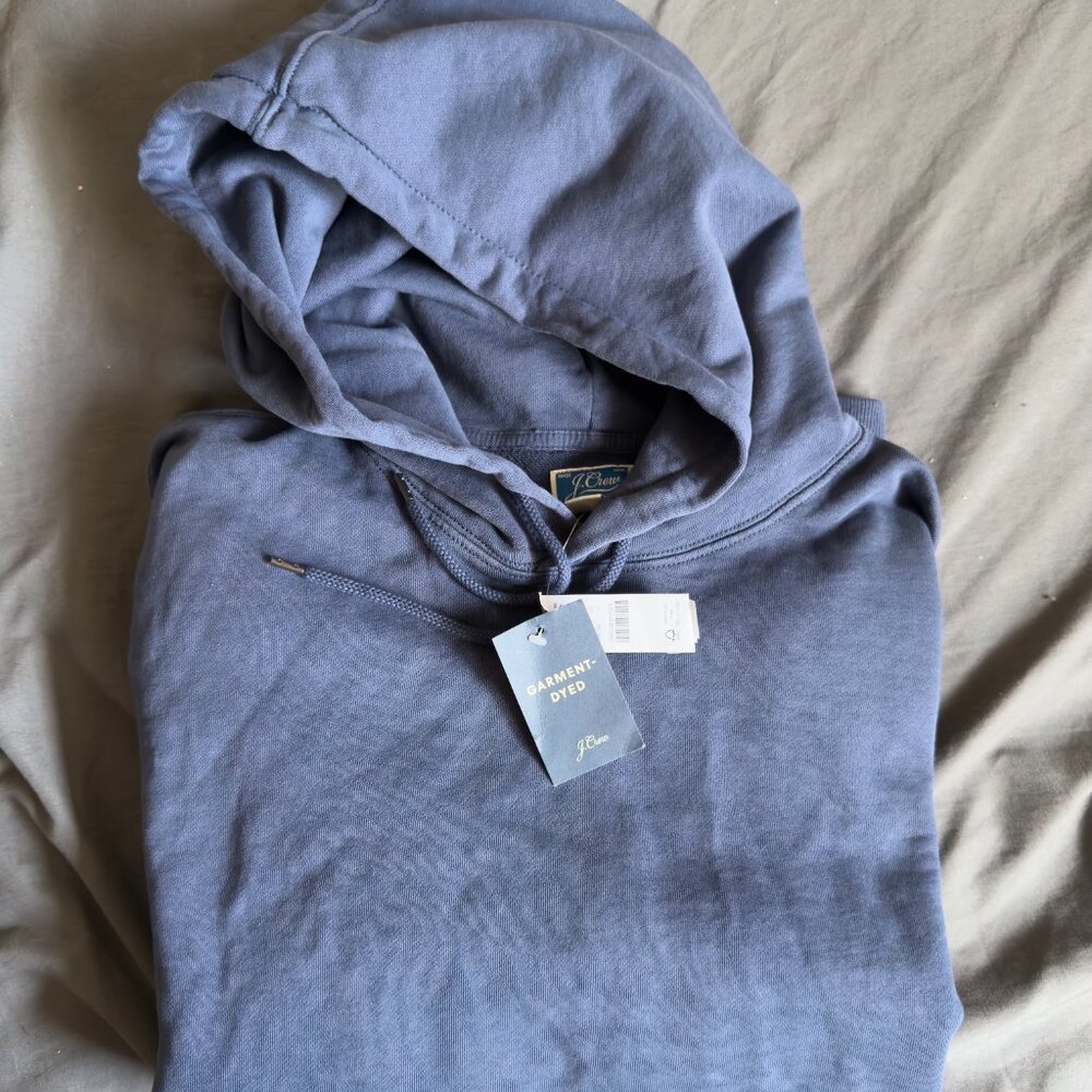 J. Crew Garment Dyed French Terry Hoodie Sweatshirt NAVY Large $89.50